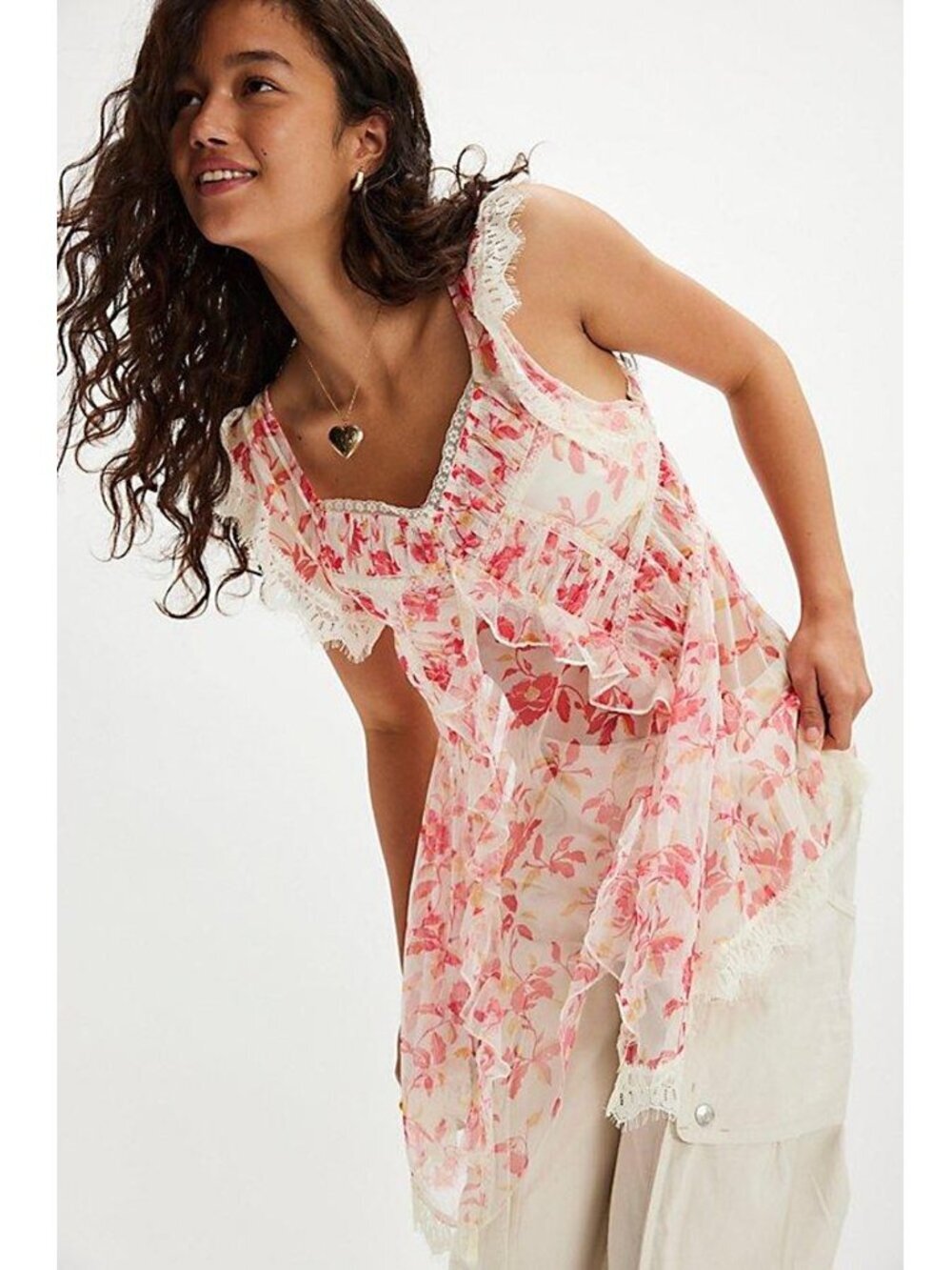 NWT New Free People Ivie Tunic In Ivory Combo Size XL